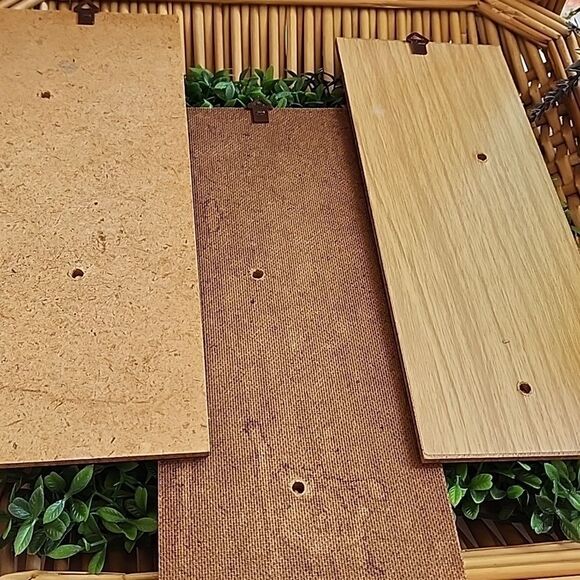 Vintage Trio Of Celluloid & Wood Panel Wall Art - Picture 9 of 9